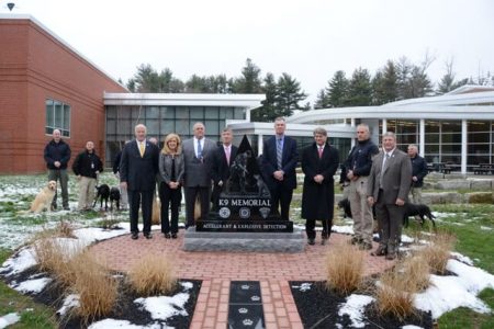 Massachusetts State Police Accelerant Explosive Detection K9 Memorial Triangular Black Granite Monument Tribute In Stone