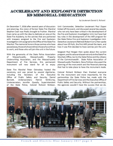 Massachusetts State Police Accelerant Explosive Detection K9 Memorial Triangular Black Granite Monument Tribute In Stone