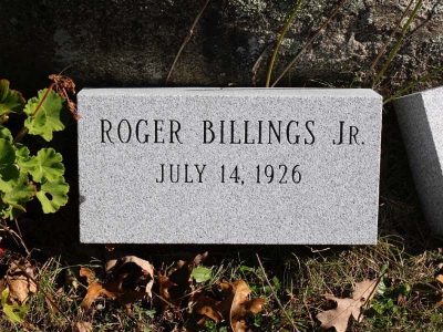Barre Gray Flat Marker Cemetery Flush Foot Marker Billings Jr. Black Lithochrome