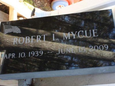 Black Granite Flush Marker Mycue Memorial American Flag Flat Carving