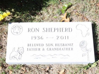 Barre Gray Granite Flat Marker Shepherd Memorial Custom Carving Daisy Celtics Africa Terrier Dog Mountain Range Carvings