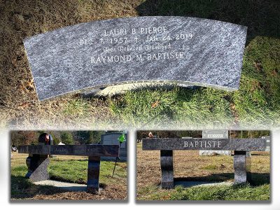 Bahama Blue Granite Memorial Bench for Baptiste Family