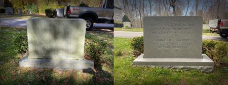 Professional Granite Monument Cleaning Before and After by Tribute In Stone