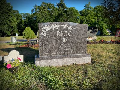 Bahama Blue Granite Upright Monument Rico Memorial