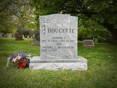 Bahama Blue Granite Upright Monument Doucette Memorial