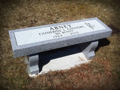 Gray Granite Memorial Bench Abney Memorial with Polished Border