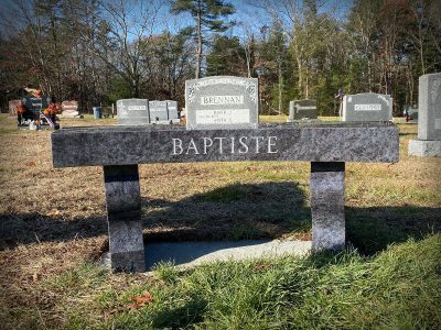 Bahama Blue Granite Memorial Bench Baptiste Family