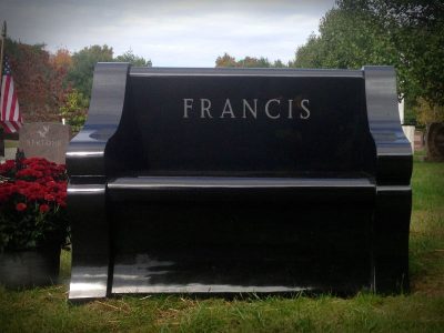 Black Granite Upright Memorial Bench