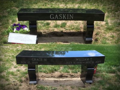 Black Granite Curved Memorial Bench