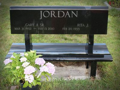 Black Granite Memorial Bench for Jordan Family