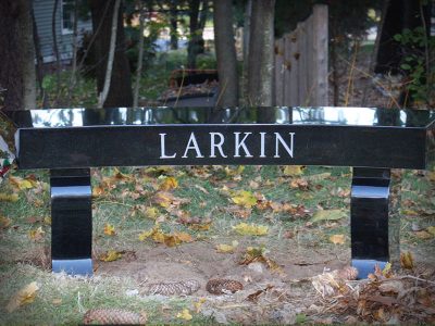 Black Granite Curved Memorial Bench for Larkin Family