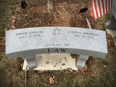 Barre Gray Granite Curved Memorial Bench for Law Family