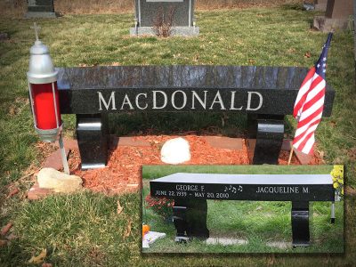 Black Granite Curved Memorial Bench for MacDonald Family