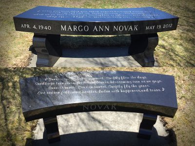 Black Granite Curved Memorial Bench Novak Family