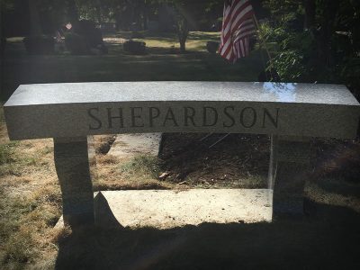 Gray Granite Memorial Bench for Shepardson Family