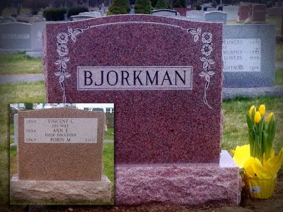 Red Granite Upright Monument Bjorkman Memorial