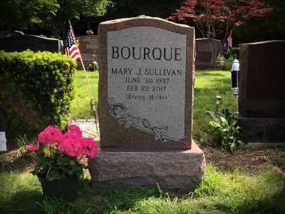 North American Pink Granite Upright Monument Bourque Memorial with Rose Panel