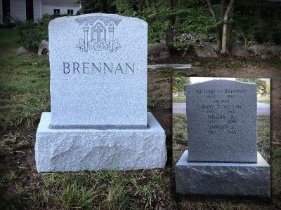 Barre Grey Granite Upright Monument Brennan Memorial