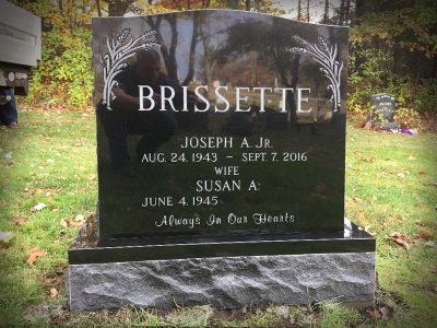 Black Granite Upright Monument Brissette Memorial Always In Our Hearts