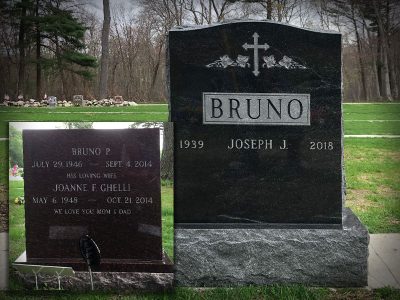 American Black Granite Upright Monument Bruno Memorial