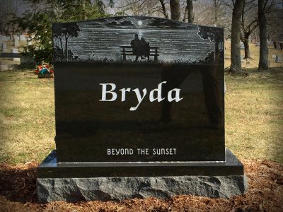 Black Granite Upright Monument Bryda Memorial Beyond the Sunset