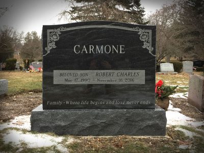 American Black Granite Upright Monument Carmone Memorial with Meaningful Family Verse