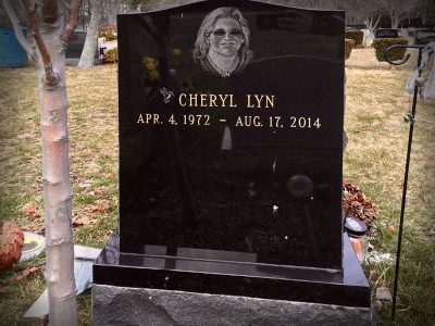 Black Granite Upright Monument with Portrait Etching