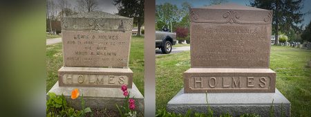 Professional Granite Monument Cleaning Before and After by Tribute In Stone