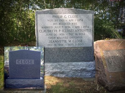 Barre Grey Granite Upright Monument Close memorial