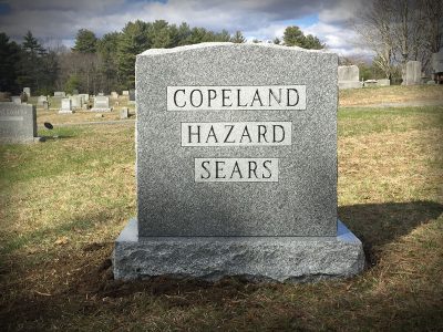 Barre Grey Granite Upright Monument Copeland Hazard Sears Memorial