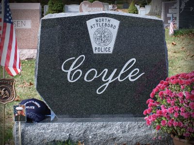 Black Granite Upright Monument Coyle Memorial for North Attleboro Police Officer