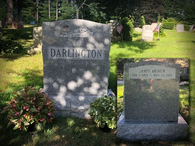 Barre Grey Granite Upright Monument Darlington Memorial with Racecar Carving