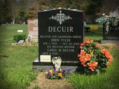 Black Granite Upright Monument Decuir Memorial