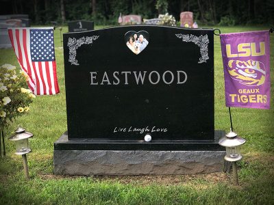 Black Granite Upright Monument Eastwood Memorial Heart Shaped Porcelain Photo of Family Live Laugh Love