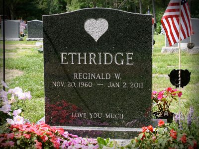 Black Granite Upright Monument Ethridge Memorial with Heart Shaped Carving Love You Much