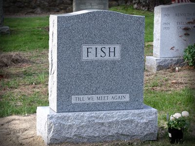 Barre Grey Granite Upright Monument Fish Memorial Till We Meet Again