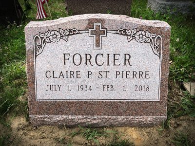North American Pink Granite Slant Memorial Forcier Family