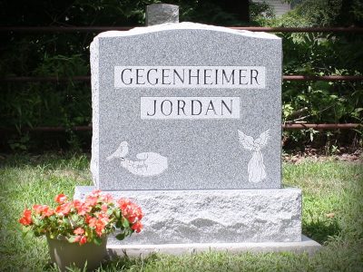 Barre Gray Granite Upright Monument Gegenheimer Jordan Memorial with Symbolic Carvings