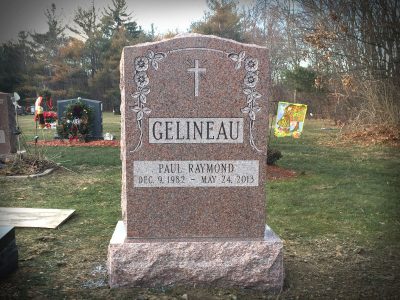 North American Pink Granite Upright Monument Gelineau Memorial
