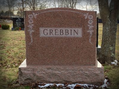 North American Pink Granite Upright Monument Grebbin Memorial