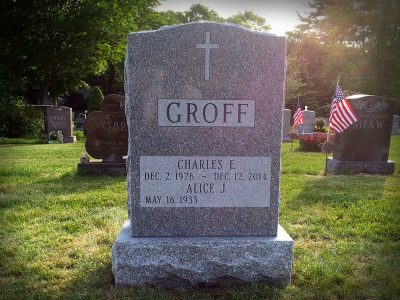 Barre Gray Granite Upright Monument Groff Memorial