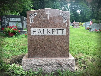 North American Pink Granite Upright Monument Halkett Memorial