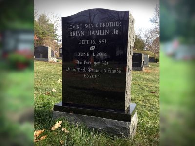 Black Granite Upright Monument Hamlin Memorial