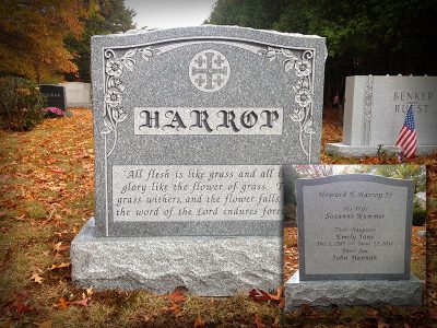 Barre Gray Granite Upright Monument Harrop Memorial
