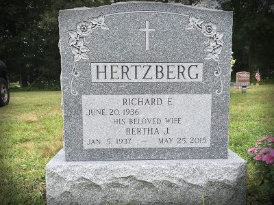 Barre Gray Granite Upright Monument Hertzberg Memorial