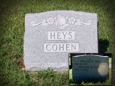 Barre Gray Granite Memorial Slant for Heys and Cohen with Praying Hands and Forget Me Not Flower Carvings