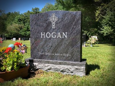 Bahama Blue Granite Upright Monument Hogan Memorial Twas Heaven Here With You
