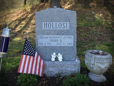 Gray Granite Upright Monument Hollosi Memorial