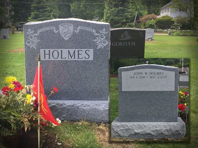 Gray Granite Upright Monument Holmes Memorial Norfolk Police Carving Together Forever