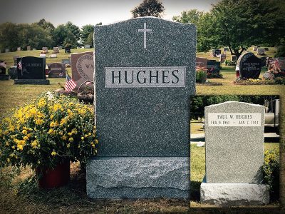 Gray Granite Upright Monument Hughes Memorial